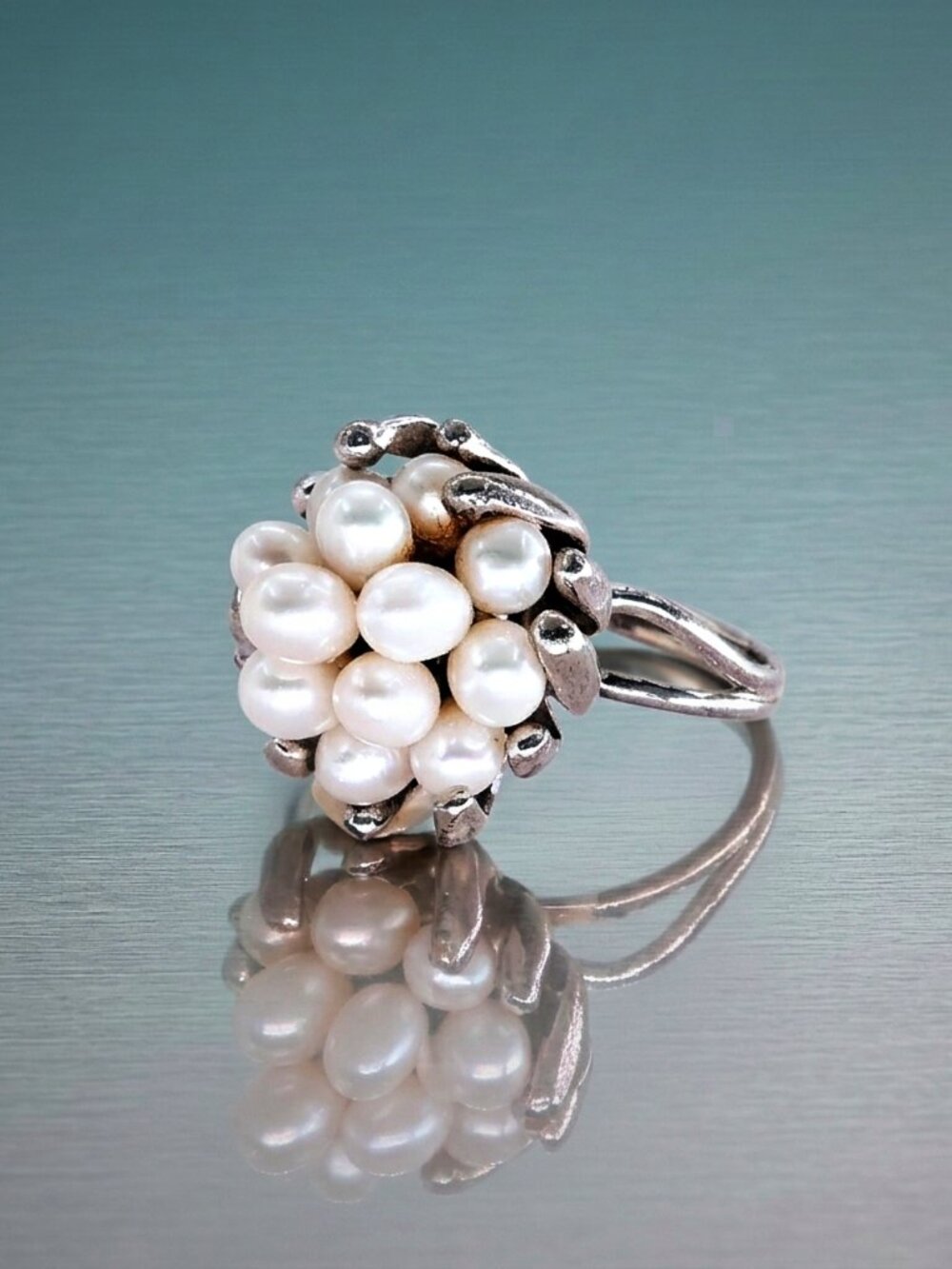 Pearl Vintage Ring, Stamped Silver, Size 5 US, Estate Jewelry, Collectible Gift